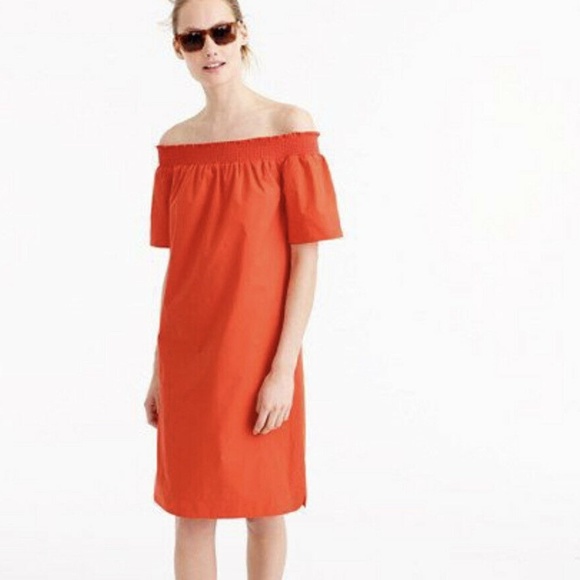 J Crew | Womens Orange Off The Shoulder Dress - Picture 2 of 3